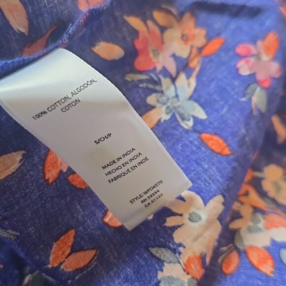 BeachLunchLounge NWOT Side Open Midi Floral Dress Sleeveless Yves Blue Floral S - Picture 7 of 11